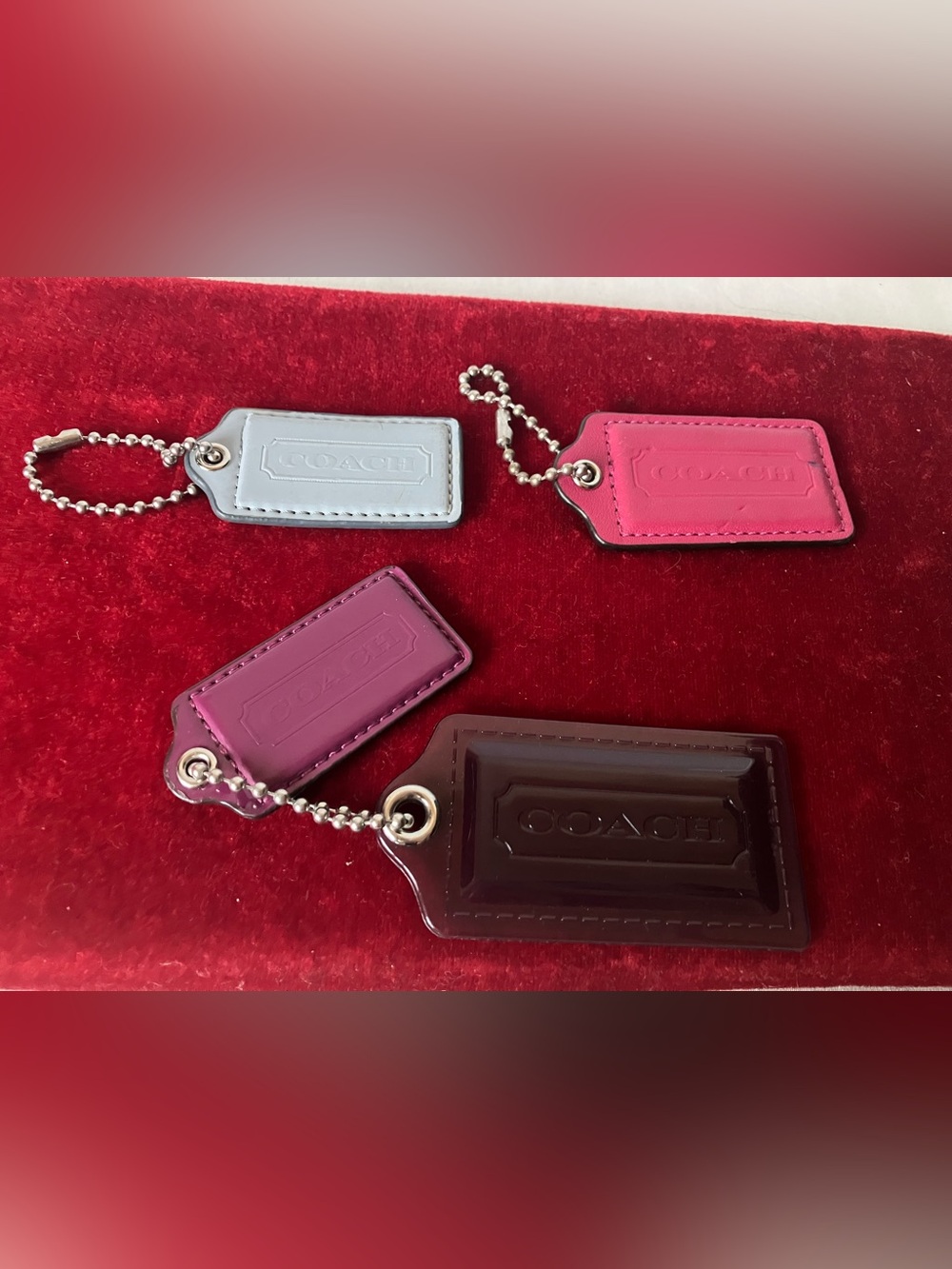 Coach Leather Acrylic Hangtag Bundle Pink Blue Purple Tags Four 4